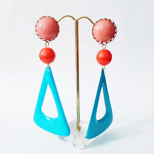 Colour Pop Drop Vintage Enamel Triangle Earrings