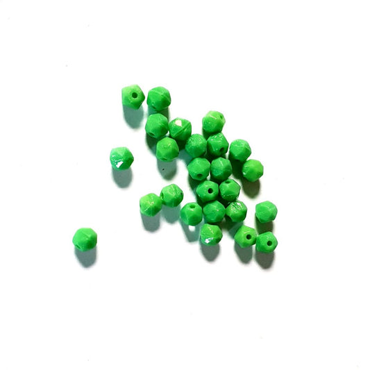 5mm Green Rough Cut Facet Czech Glass Bead