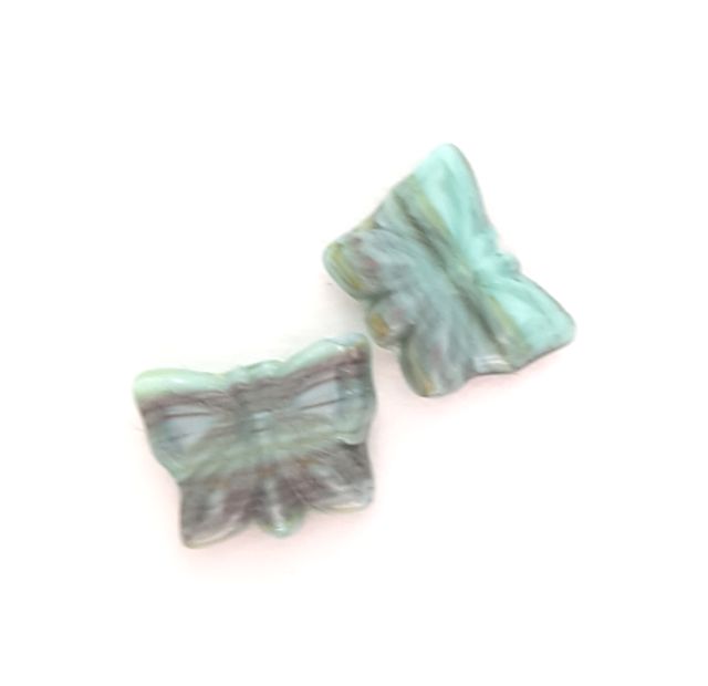 Aqua Butterfly 13x10mm Mix Czech Glass Bead