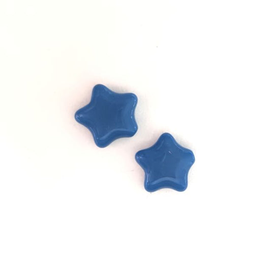 Star 12mm Blue Oapque Czech Glass Bead