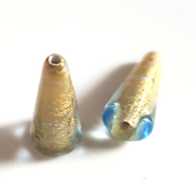 Handmade Czech Foil Glass Bead Cone 18x8mm Sapphire