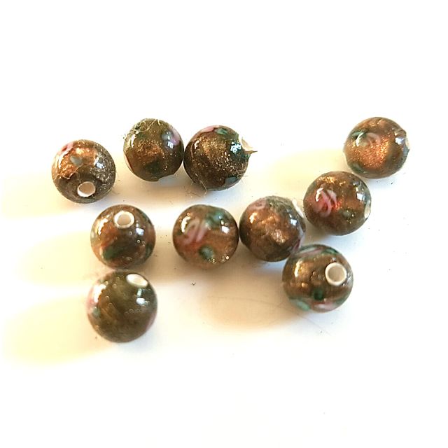 Handmade Czech Rose Glass Bead 6mm Aventurina
