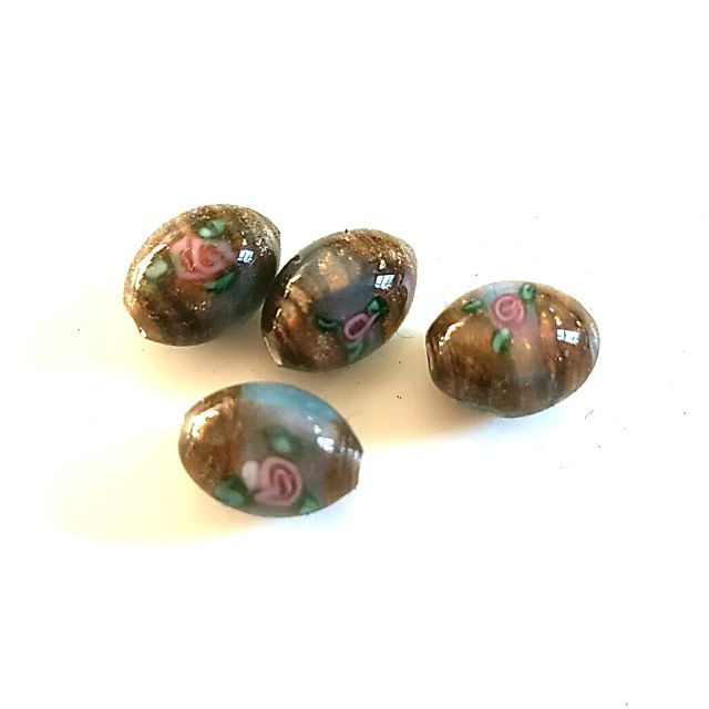 Handmade Czech Rose Glass Bead 8x6mm Aventurina