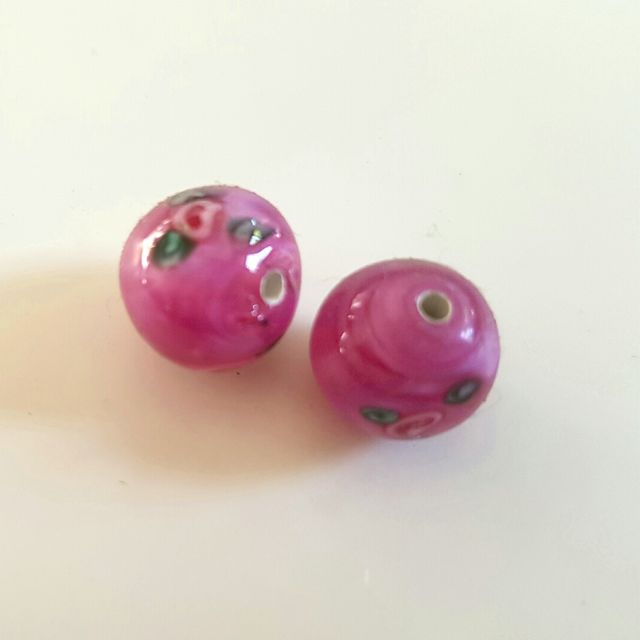 Handmade Czech Rose Glass Bead 10mm Pink