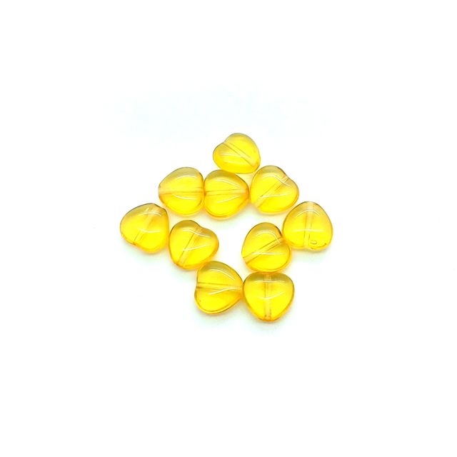Heart 8mm Topaz Transparent Czech Glass Beads