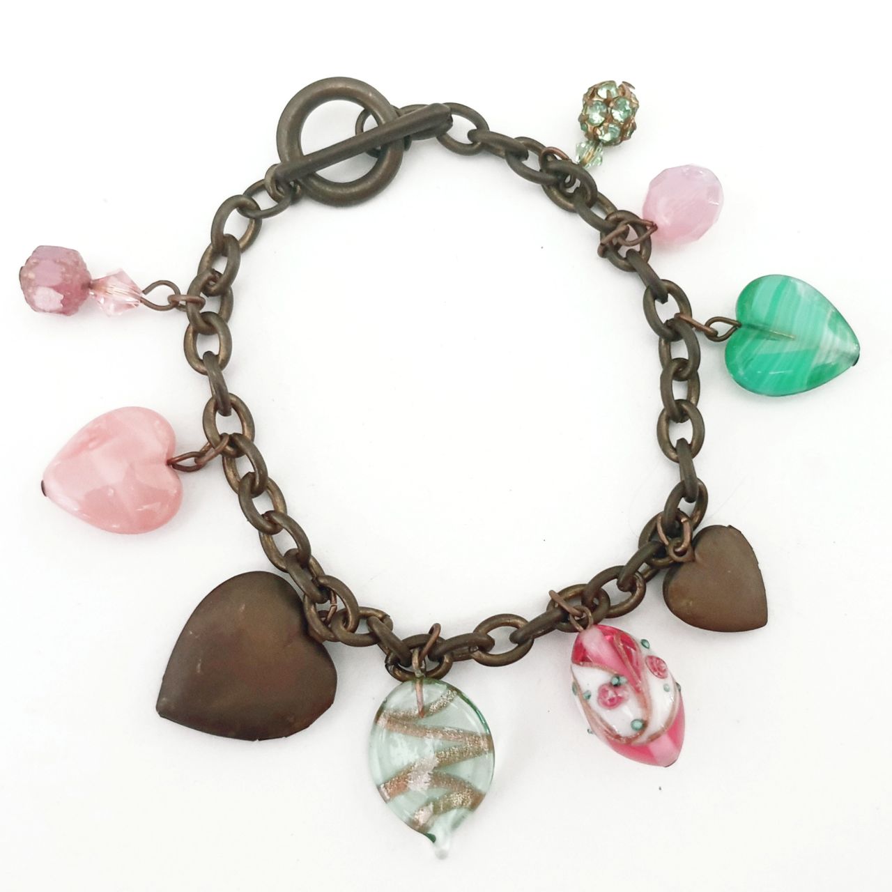DIY Kit Heart Charm Bracelet Pink