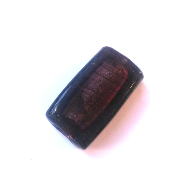 Indian Glass Bead Rectangle 35x20mm Plum