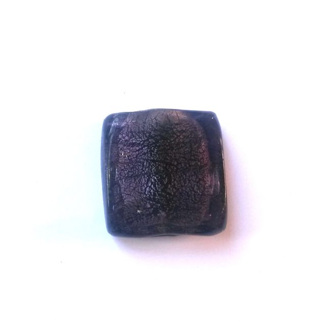 Indian Glass Bead Square 25mm Purple