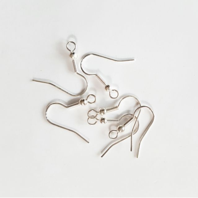 Fish Hook Ear Wires Silver Plated 21mm