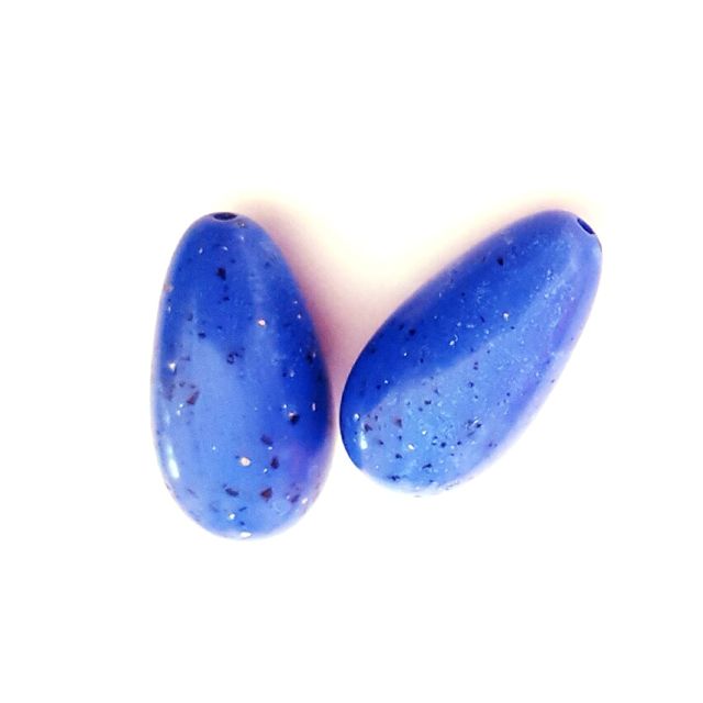 Lucite Drop Blue Marbled 30x15mm
