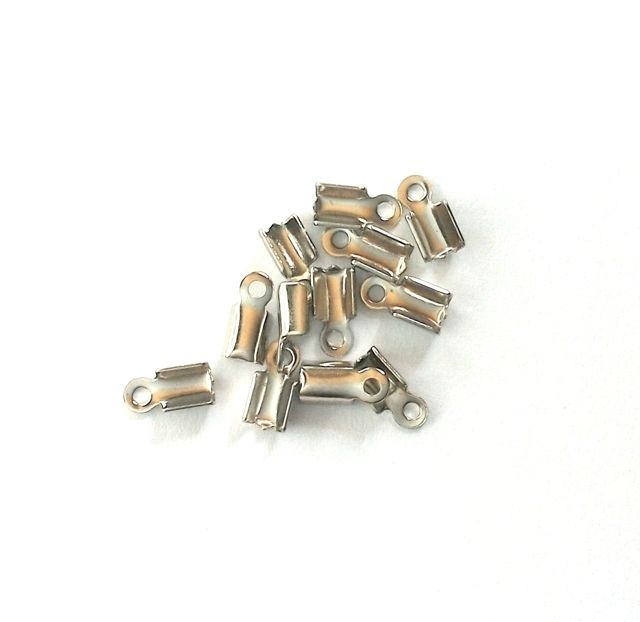 Leather End Medium Nickel Colour 8x6mm