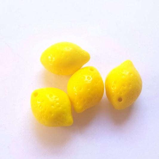 Yellow Lemon 15x9mm Top Drilled Czech Glass Bead