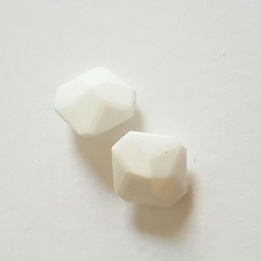 Lucite Bead White Hex 20mm