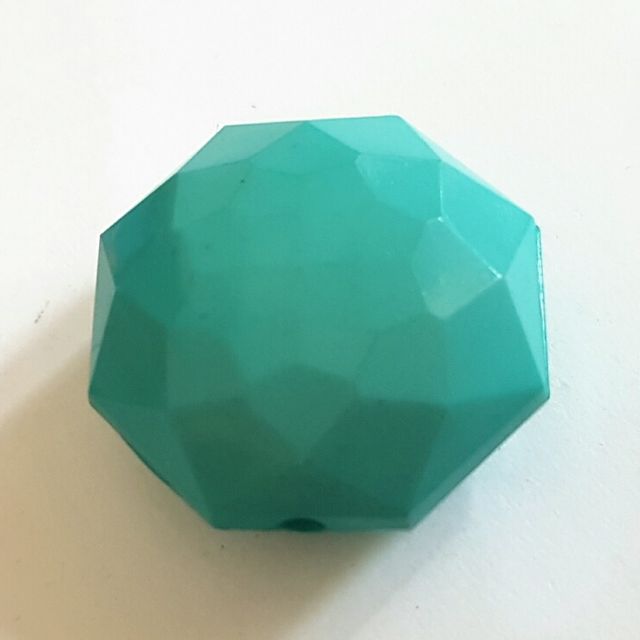 Plastic Bead Aqua Hexagon 25mm