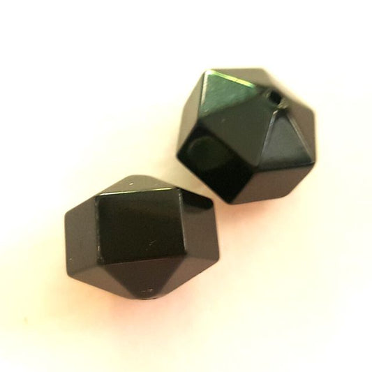 Lucite Bead Black Hex 6 Sided 20x15mm