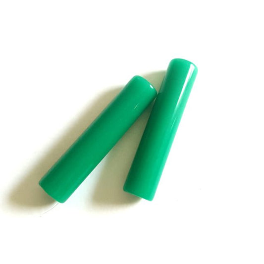 Lucite Bead Green Tube 58x12mm