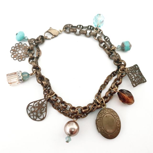 DIY Kit Layered Vintage Charm Bracelet Aqua