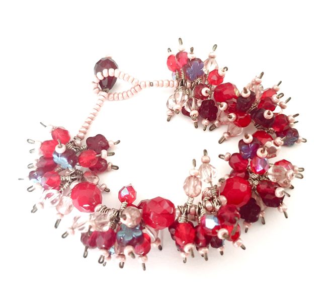 DIY Kit Ooh La La Wire Wrapped Cluster Bracelet Pink