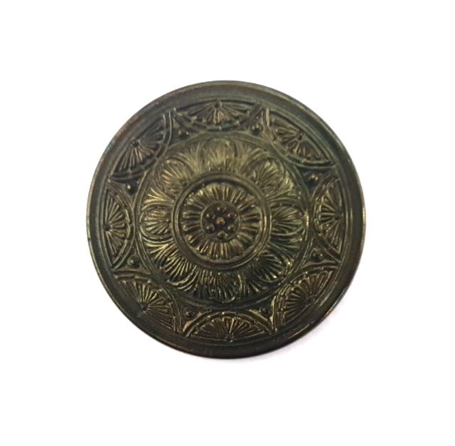 Czech Glass Button Deco Mandala 36mm 16" Olive Metallic Iris