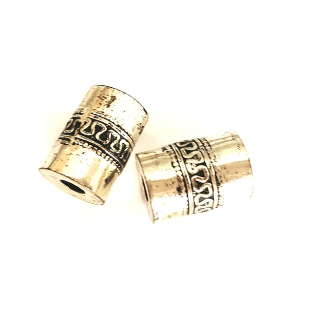 Barrel 18x13mm Antique Silver Metalised Plastic Beads