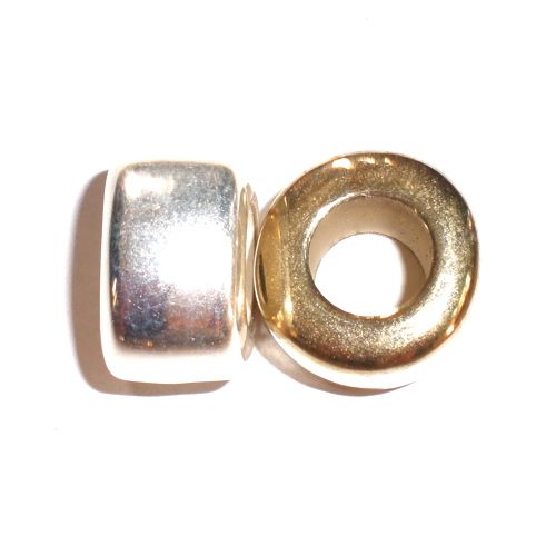 Metalised Plastic Bead Large Hole Irregular Barrel Gold Plate 18x27mm