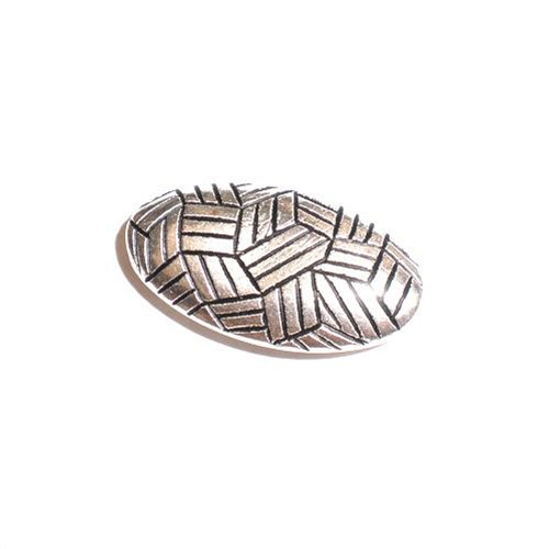 Metalised Plastic Bead Deco Style Oval Zig Zag 30x16mm