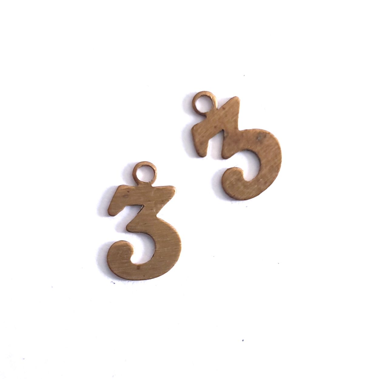 Number 3 Brass Charm 12mm