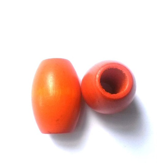 1970s Wooden Bead Orange 32x22mm Oval