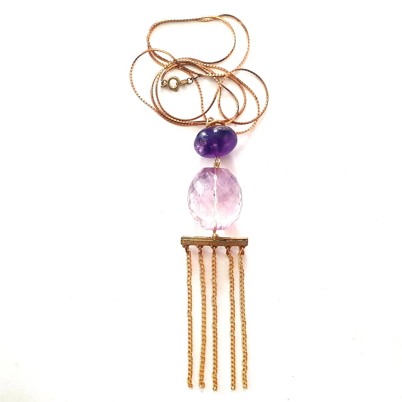 Fringed Pendant Gemstone Tassel Amethyst