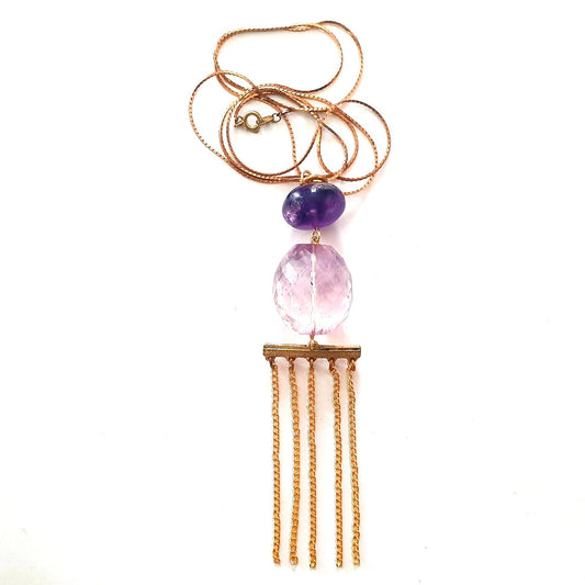 Fringed Pendant Gemstone Tassel Amethyst