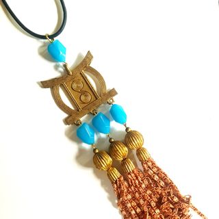 Boheme Gypsy Pendant Talisman Brass and Blue Stone