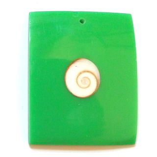 Resin Shell Green Pendant 55x40mm