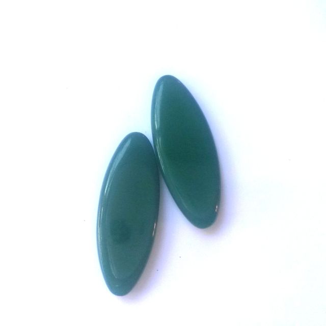 Teal Opaque Petal Pointed Oval Spindle 30x11mm Czech Glass Bead