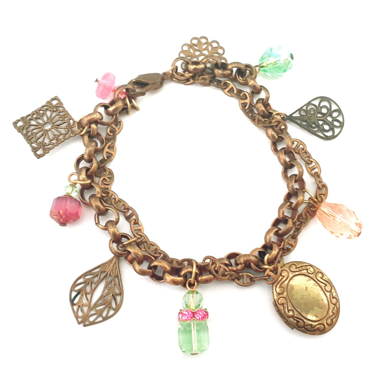 DIY Kit Layered Vintage Charm Bracelet Pink