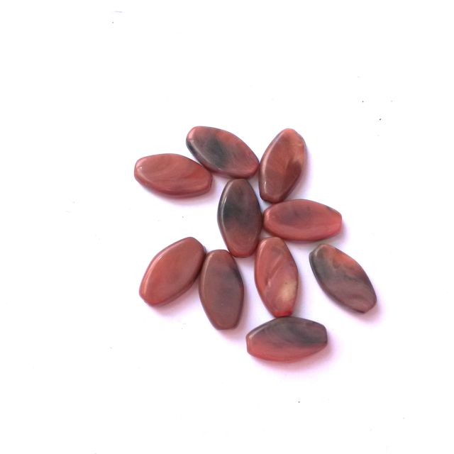 Plastic Bead Pink Coral Flat Diamond 13x8mm