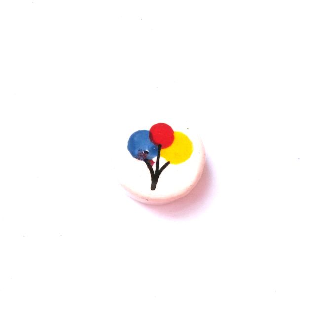 Ceramic Bead Decal Coin 18mm Balloons Original 1970s