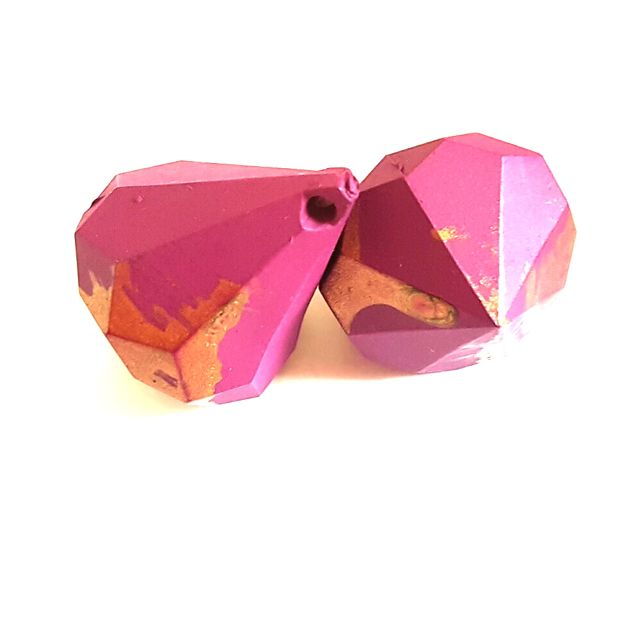 Lucite Pendant Plum Copper 30x20mm