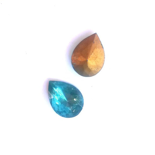 West German Stones Gold Foiled Pointy Back Aquamarine 18x13mm