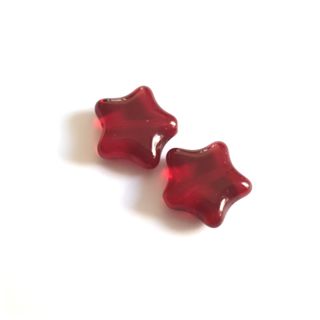 Star 12mm Dark Red Transparent Czech Glass Bead
