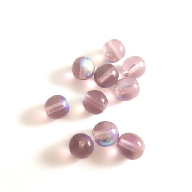 6mm Amethyst Round AB Czech Glass Bead