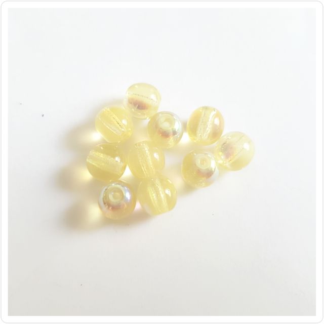 6mm Lemon Round AB Czech Glass Bead