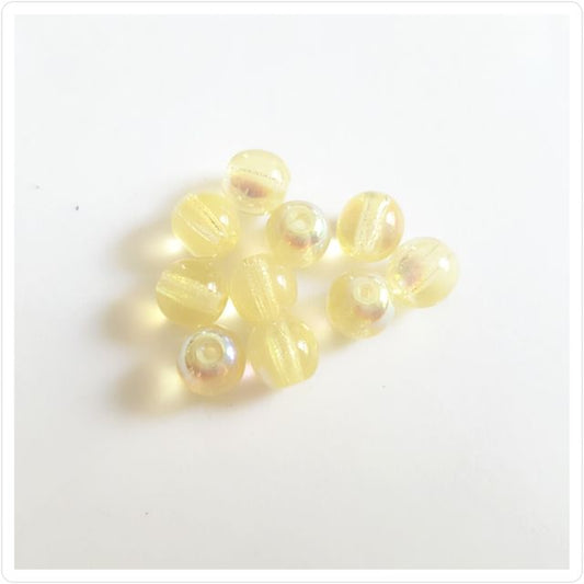 6mm Lemon Round AB Czech Glass Bead