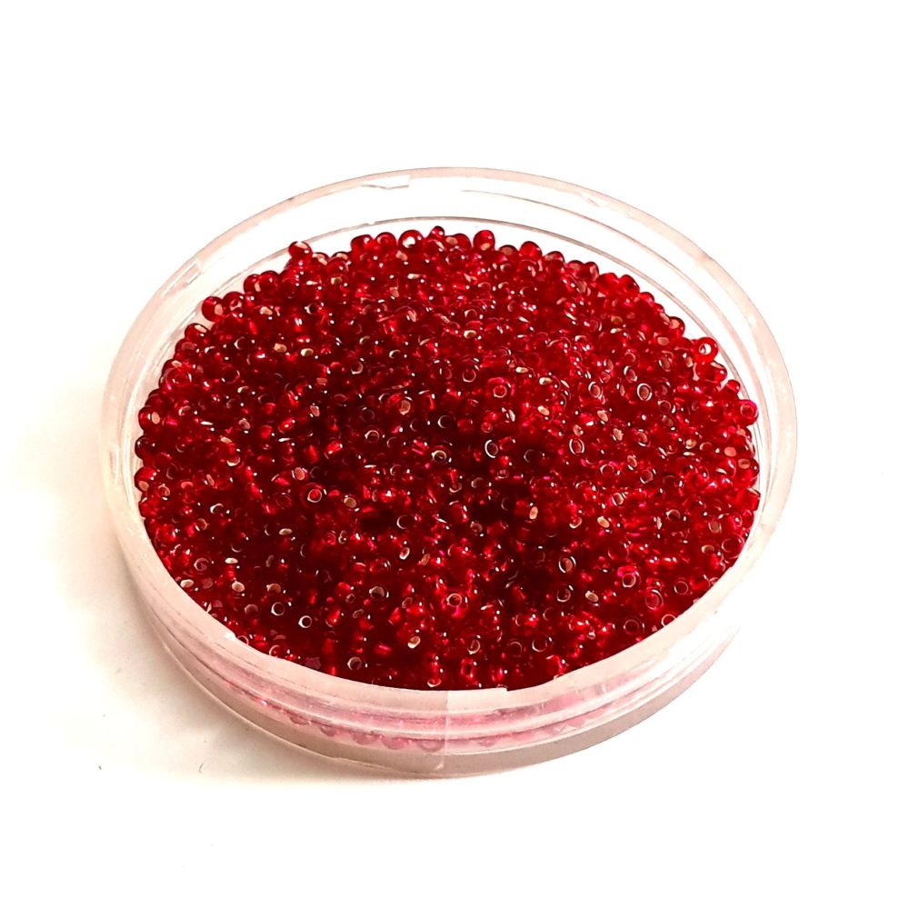 11 0 Czech Seed Bead Red Dark Silver Lined