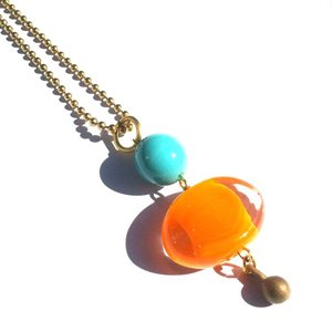 Handmade Glass Sommerso Pendant Pumpkin Aqua