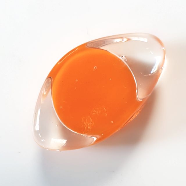 Handmade Glass Sommerso Slab 22x40mm Pumpkin Clear Large