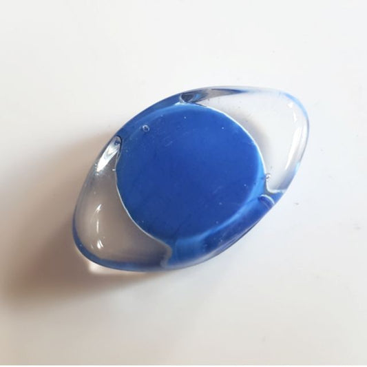 Handmade Glass Sommerso Bead Slab 16x25mm Cobalt Clear Small