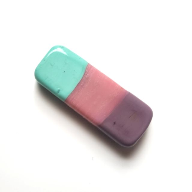 Handmade Glass Rectangle Spliced Bead Aqua Pink Purple