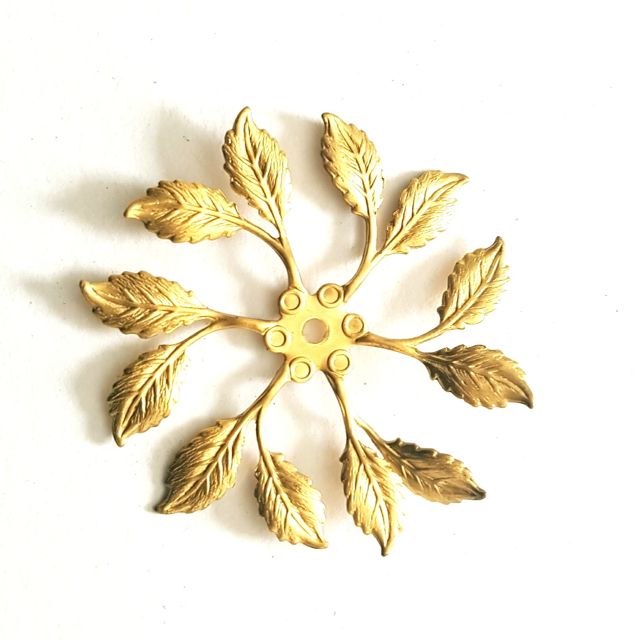 Leaf Sprig Wheel Brass Stamping 45mm