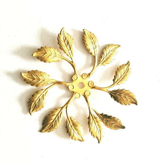 Leaf Sprig Wheel Brass Stamping 45mm