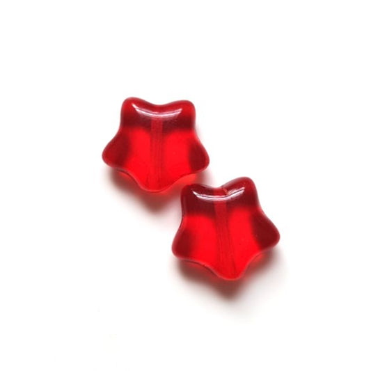 Star 12mm Red Transparent Czech Glass Bead